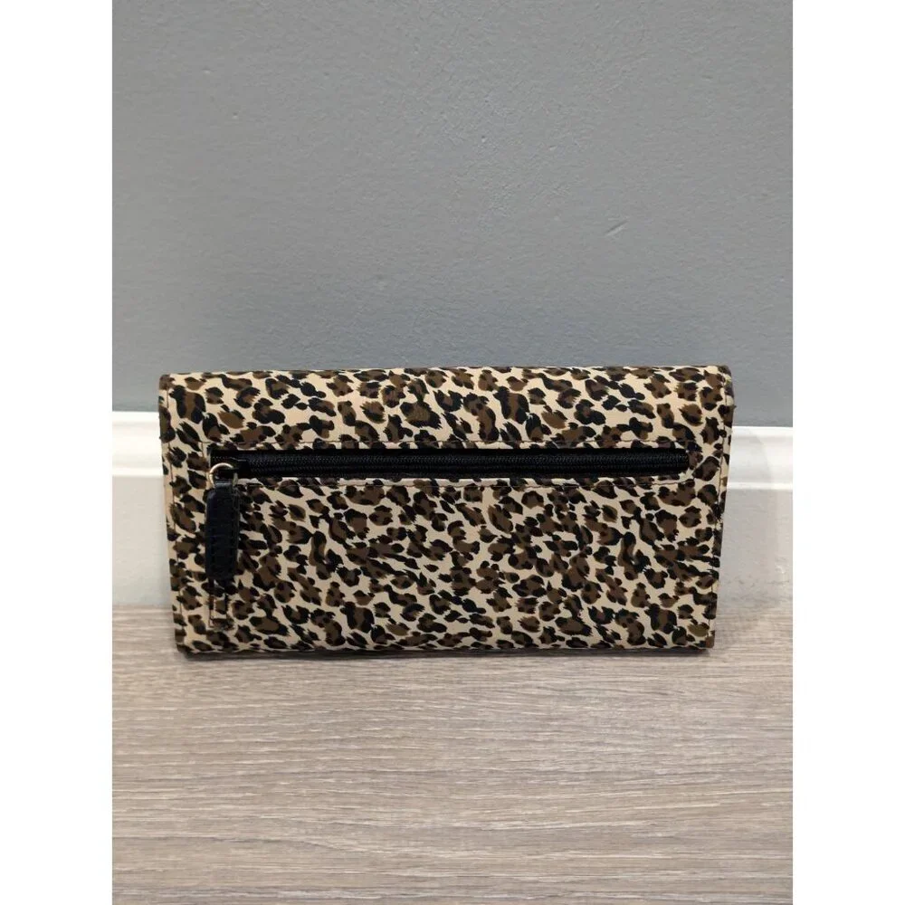 Fossil Leopard Cheetah Print Brown Nylon Wallet 4